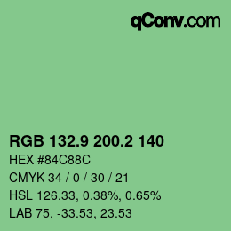カラーコード: RGB 132.9 200.2 140 | qconv.com