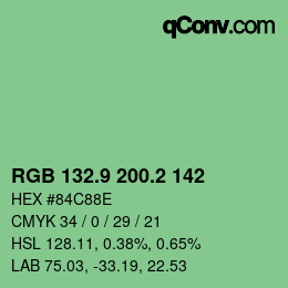 カラーコード: RGB 132.9 200.2 142 | qconv.com