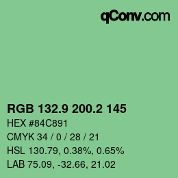 カラーコード: RGB 132.9 200.2 145 | qconv.com
