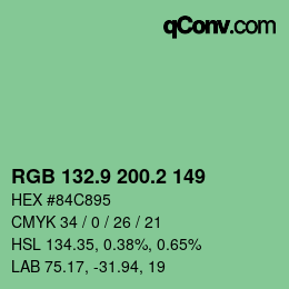 カラーコード: RGB 132.9 200.2 149 | qconv.com