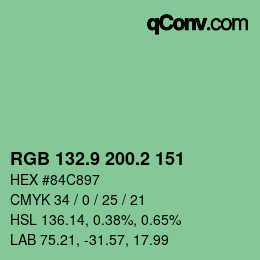 カラーコード: RGB 132.9 200.2 151 | qconv.com