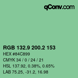カラーコード: RGB 132.9 200.2 153 | qconv.com