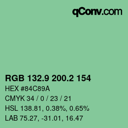 カラーコード: RGB 132.9 200.2 154 | qconv.com