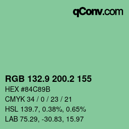 カラーコード: RGB 132.9 200.2 155 | qconv.com