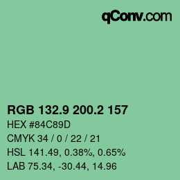 カラーコード: RGB 132.9 200.2 157 | qconv.com