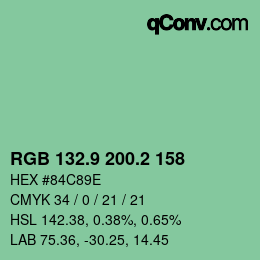 カラーコード: RGB 132.9 200.2 158 | qconv.com