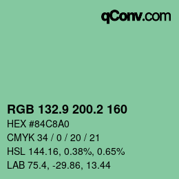 カラーコード: RGB 132.9 200.2 160 | qconv.com