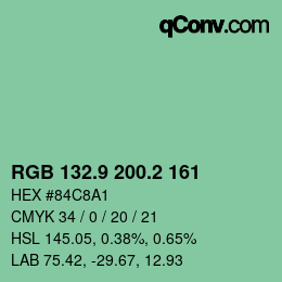 カラーコード: RGB 132.9 200.2 161 | qconv.com
