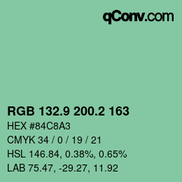 Color code: RGB 132.9 200.2 163 | qconv.com