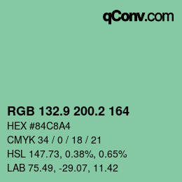 カラーコード: RGB 132.9 200.2 164 | qconv.com