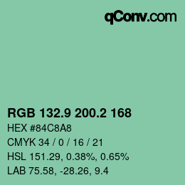 Color code: RGB 132.9 200.2 168 | qconv.com