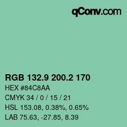 カラーコード: RGB 132.9 200.2 170 | qconv.com