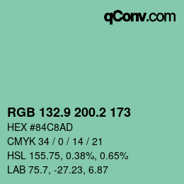 Color code: RGB 132.9 200.2 173 | qconv.com
