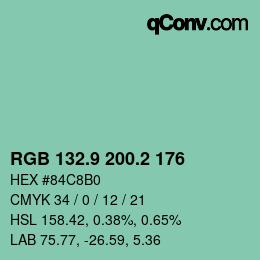 カラーコード: RGB 132.9 200.2 176 | qconv.com