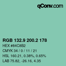 Color code: RGB 132.9 200.2 178 | qconv.com