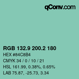 カラーコード: RGB 132.9 200.2 180 | qconv.com