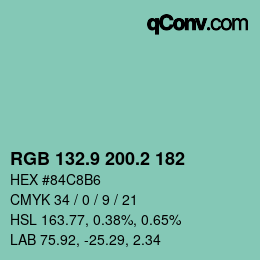 Farbcode: RGB 132.9 200.2 182 | qconv.com
