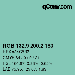 Farbcode: RGB 132.9 200.2 183 | qconv.com