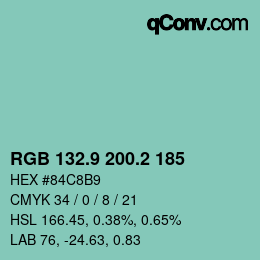 カラーコード: RGB 132.9 200.2 185 | qconv.com