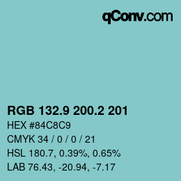 カラーコード: RGB 132.9 200.2 201 | qconv.com