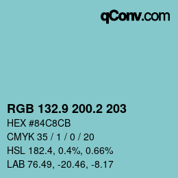 Color code: RGB 132.9 200.2 203 | qconv.com