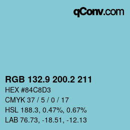 Color code: RGB 132.9 200.2 211 | qconv.com