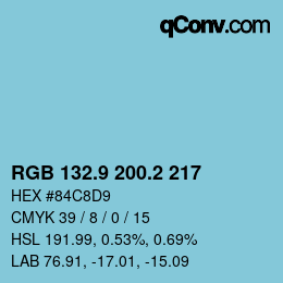 Color code: RGB 132.9 200.2 217 | qconv.com