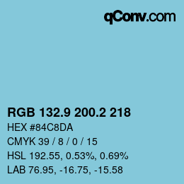 Código de color: RGB 132.9 200.2 218 | qconv.com
