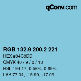 Farbcode: RGB 132.9 200.2 221 | qconv.com