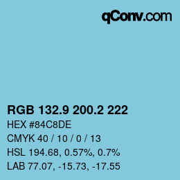 Color code: RGB 132.9 200.2 222 | qconv.com