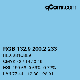 Color code: RGB 132.9 200.2 233 | qconv.com