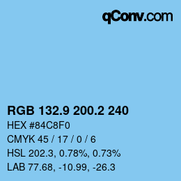 Color code: RGB 132.9 200.2 240 | qconv.com