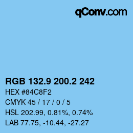 Código de color: RGB 132.9 200.2 242 | qconv.com