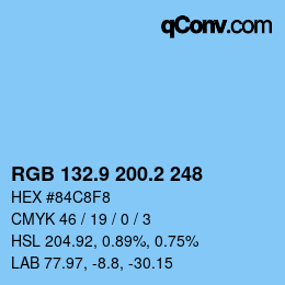 Color code: RGB 132.9 200.2 248 | qconv.com