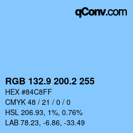 Color code: RGB 132.9 200.2 255 | qconv.com