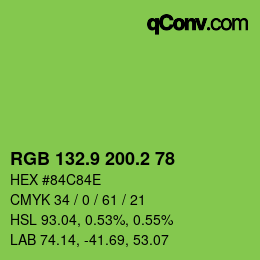 カラーコード: RGB 132.9 200.2 78 | qconv.com