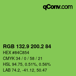 カラーコード: RGB 132.9 200.2 84 | qconv.com