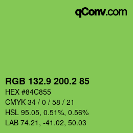 カラーコード: RGB 132.9 200.2 85 | qconv.com