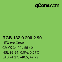 カラーコード: RGB 132.9 200.2 90 | qconv.com