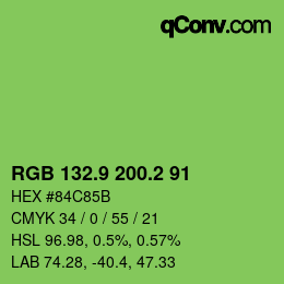 カラーコード: RGB 132.9 200.2 91 | qconv.com