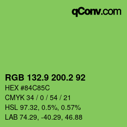 カラーコード: RGB 132.9 200.2 92 | qconv.com
