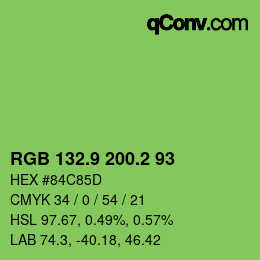 カラーコード: RGB 132.9 200.2 93 | qconv.com