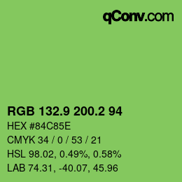 カラーコード: RGB 132.9 200.2 94 | qconv.com
