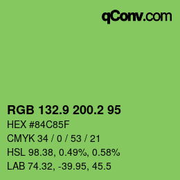 カラーコード: RGB 132.9 200.2 95 | qconv.com