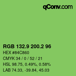 カラーコード: RGB 132.9 200.2 96 | qconv.com