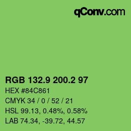 カラーコード: RGB 132.9 200.2 97 | qconv.com