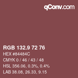 Color code: RGB 132.9 72 76 | qconv.com