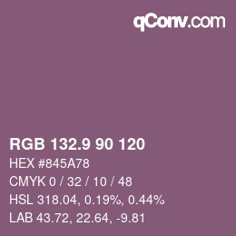 カラーコード: RGB 132.9 90 120 | qconv.com
