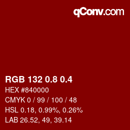 カラーコード: RGB 132 0.8 0.4 | qconv.com