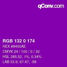 Color code: RGB 132 0 174 | qconv.com